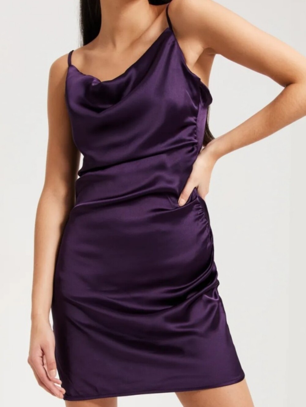 JJXX | Jxrosa Purple Short Spaghetti Strap Satin Dress Cowl Neckline NWT Size M